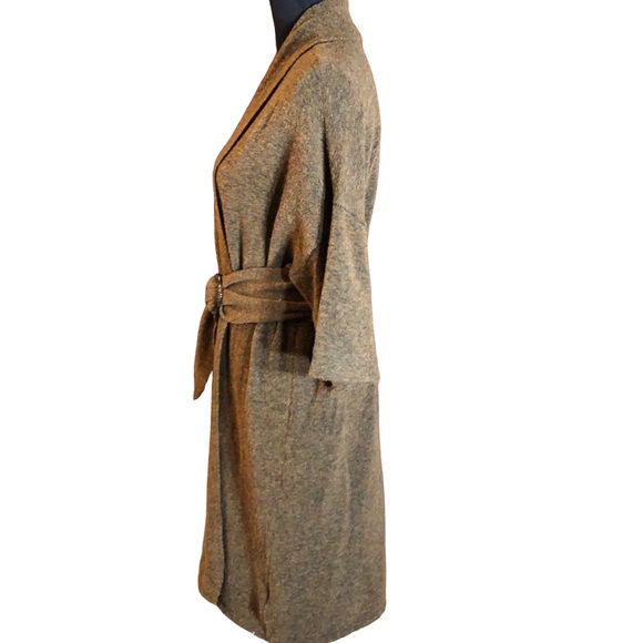Wool blend longline duster sweater cropped kimono  sleeves and removable… - Picture 2 of 11